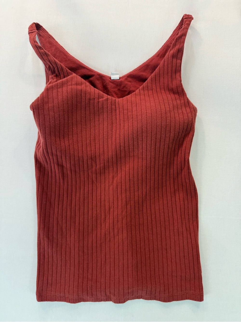 Uniqlo Women's Ribbed V-Neck Tank Top - Classic Rust Red